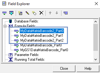 Drag all three formulas from Field Explorer to the Text Object