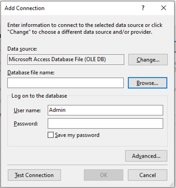 Setting up a database connection to use with RDLC Report