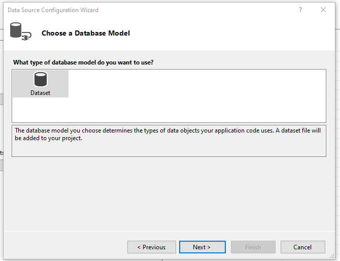 Choosing a Database Model for RDLC Project in Visual Studio