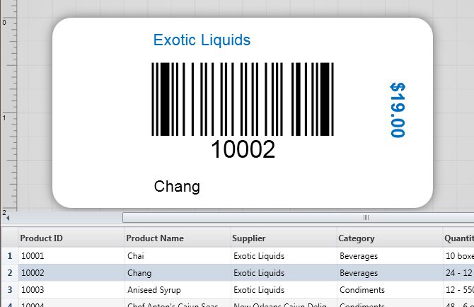 Drop the other columns on the label to create bound text. Position the fields in the label