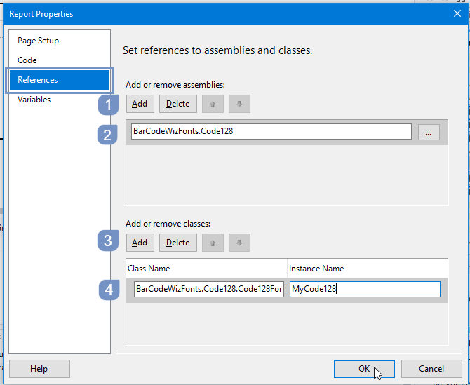 Configure report's properties