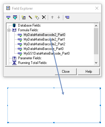 Drag all three formulas from Field Explorer to the Text Object