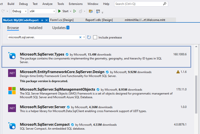 Installation of Microsoft SQL Server Types in Visual Studio