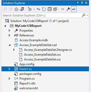 Double-click Form1.cs in Solution Explorer to enter its configuration