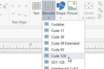 Select Symbology from the drop-down list, by clicking on the Barcode button