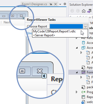 Select MyCode128Report.report1.rdlc to bind it with your report