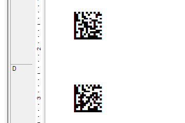 Some finished Data Matrix barcodes