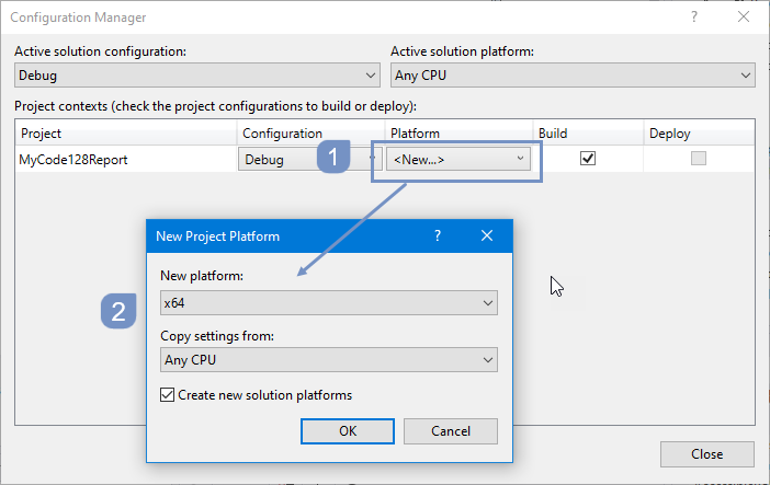 Select New, to add a new Project platform 